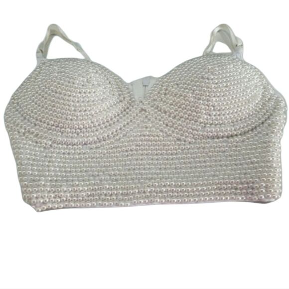 Emporio White Pearls Crop Top - Picture 7 of 8